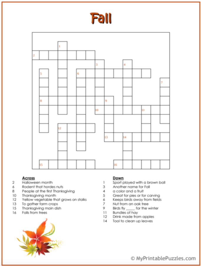 Autumn Crossword Puzzle 2!